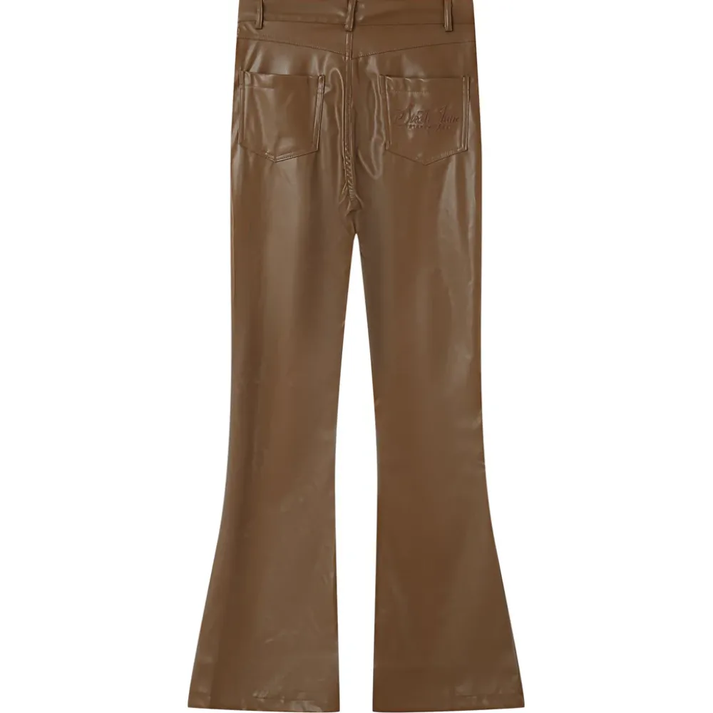 pantalon_flare_simili_cuir_marron_6.webp Femme Sixth June Pantalons | Pantalon Flare Simili Cuir Marron