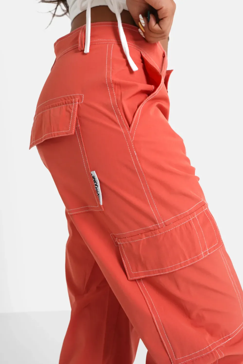 pantalon_fluide_cargo_rose_fonce_2.webp Femme Sixth June Pantalons | Pantalon Fluide Cargo Rose Fonce