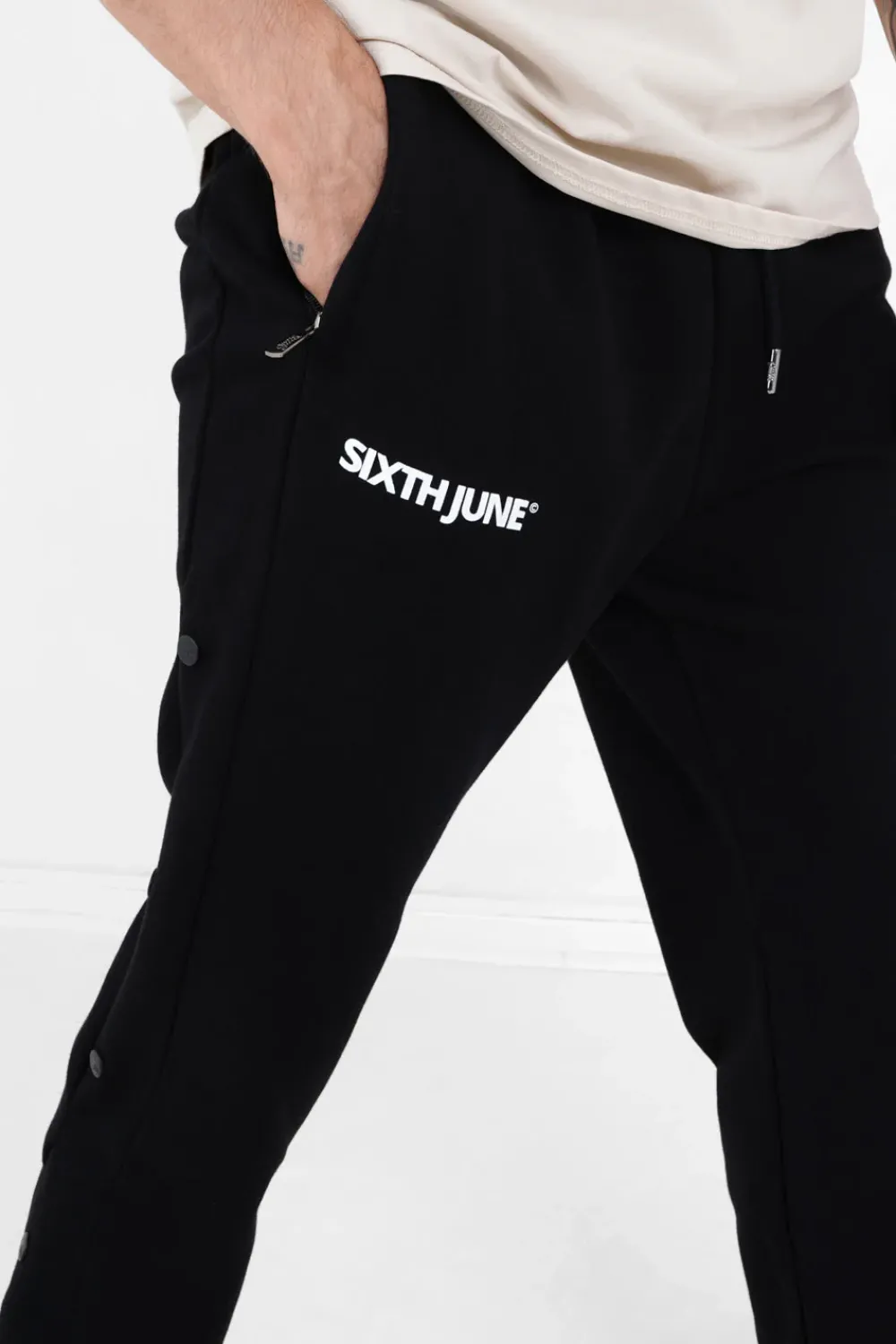 pantalon_jogging_boutons_noir_2.webp Homme Sixth June Pantalons | Pantalon Jogging Boutons Noir