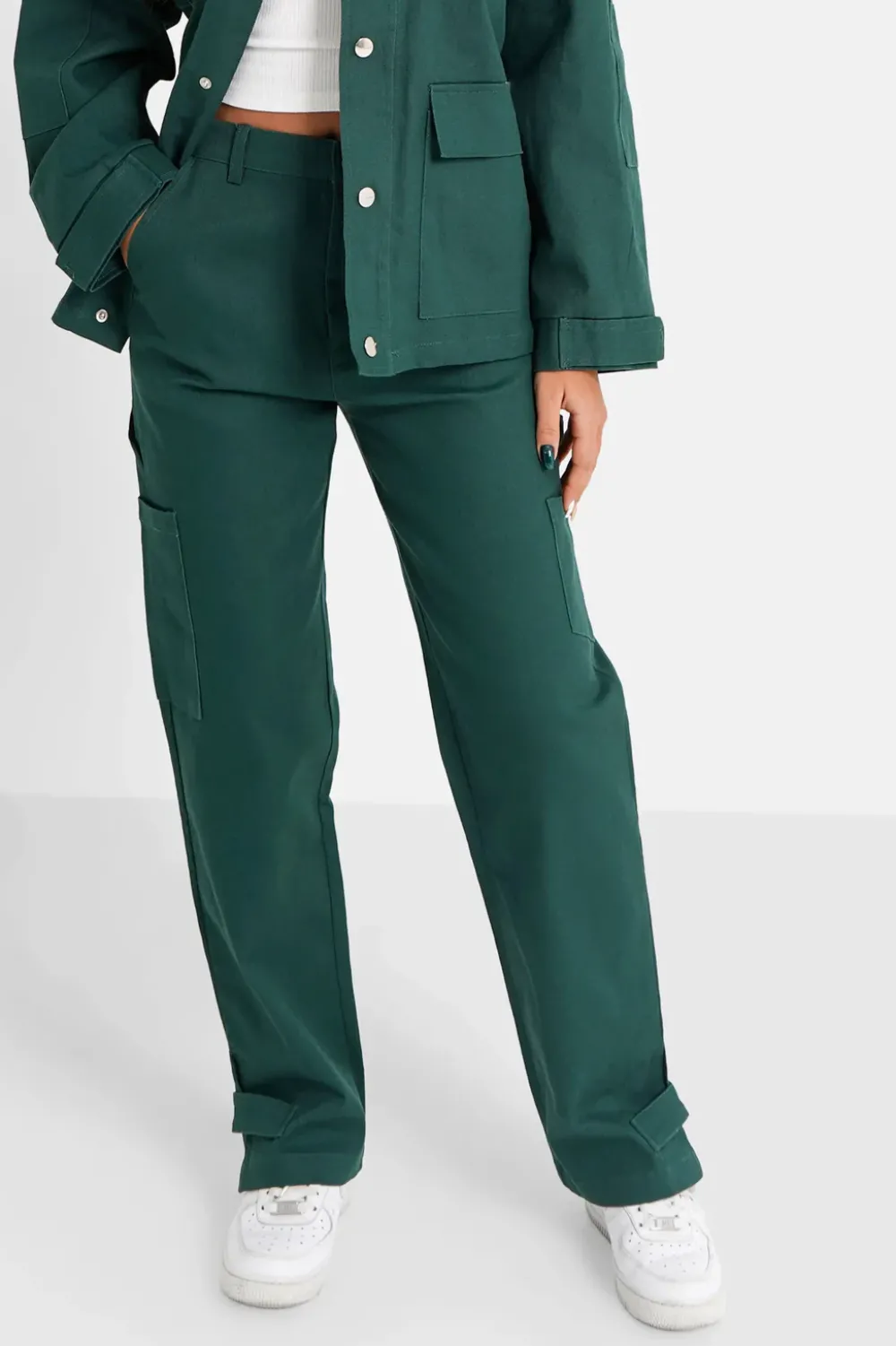 Femme Sixth June Pantalons | Pantalon Poches Cargo Vert Fonce