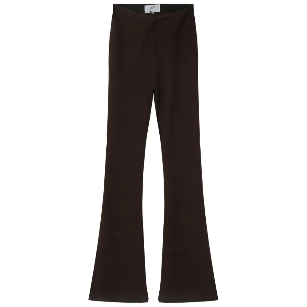pantalon_texture_evase_marron_fonce_5.webp Femme Sixth June Pantalons | Pantalon Texture Evase Marron Fonce