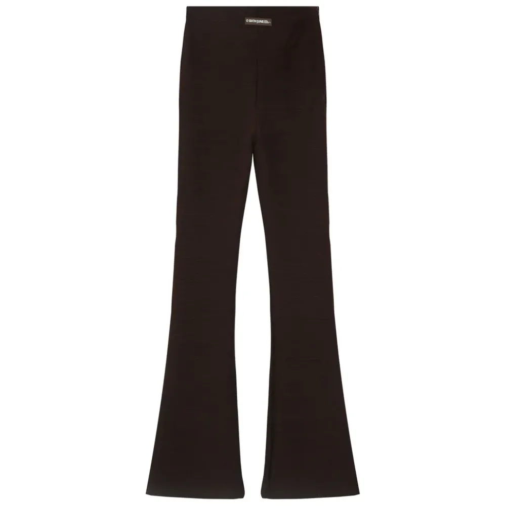 pantalon_texture_evase_marron_fonce_6.webp Femme Sixth June Pantalons | Pantalon Texture Evase Marron Fonce