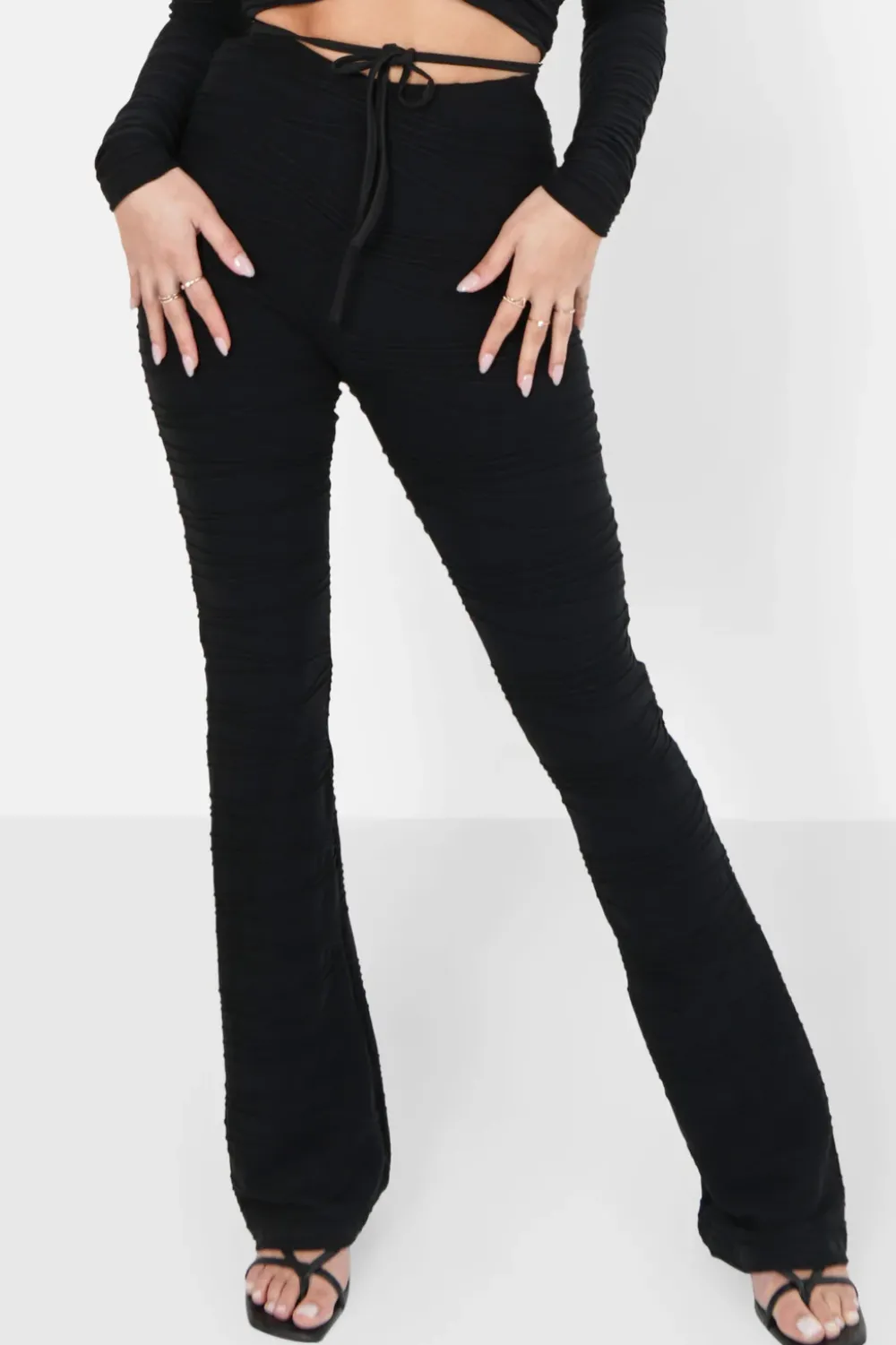 Femme Sixth June Pantalons | Pantalon Texture Evase Noir