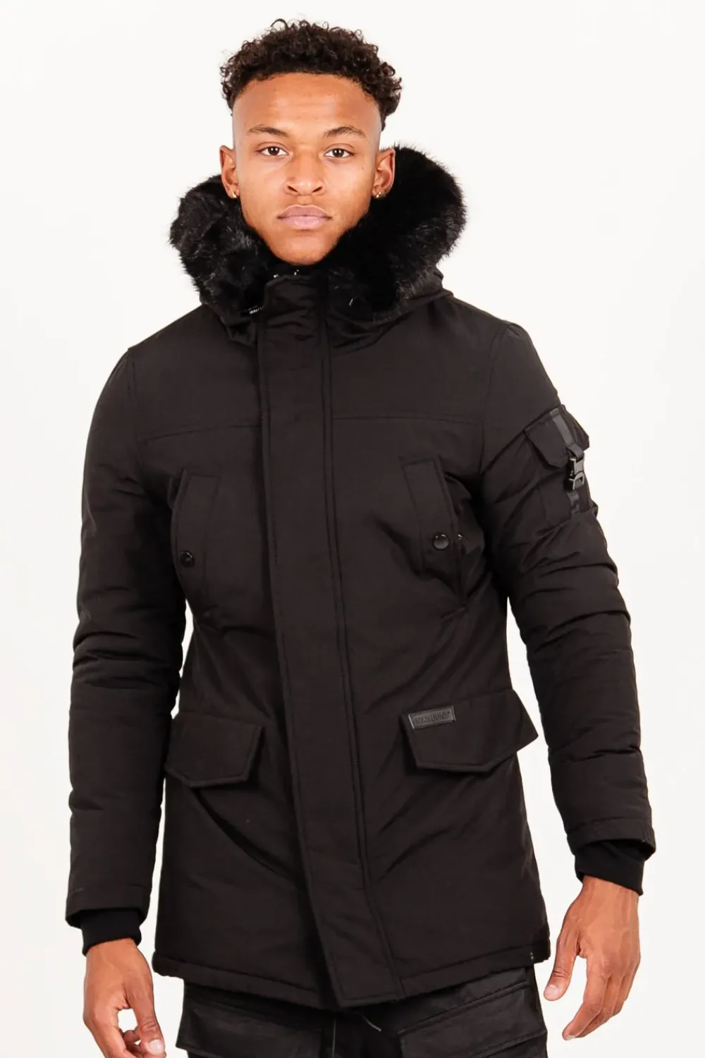 Homme Sixth June Manteaux | Parka Fourrure Deperlante Noir