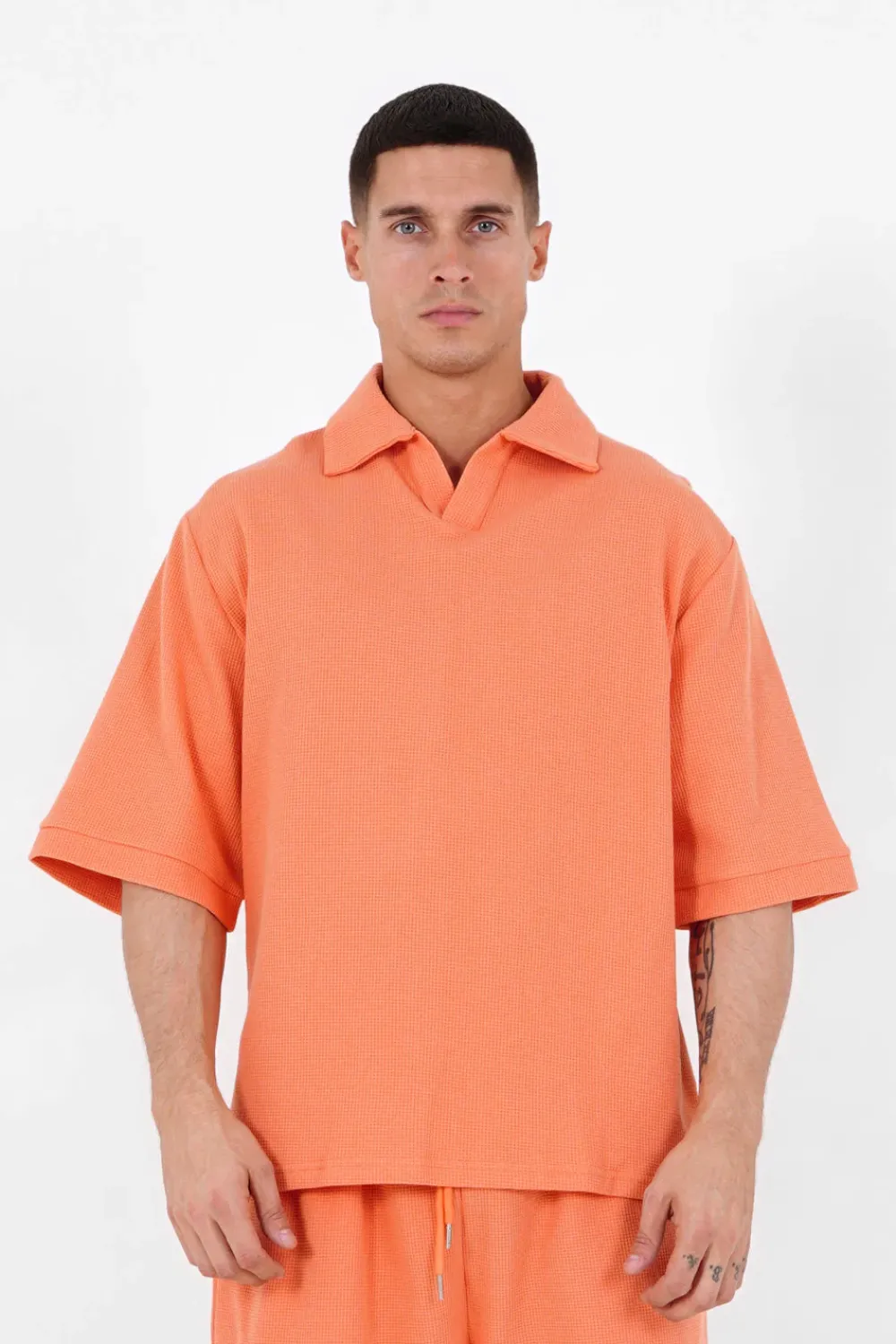 Homme Sixth June Hauts | Polo Gaufre Oversize Orange
