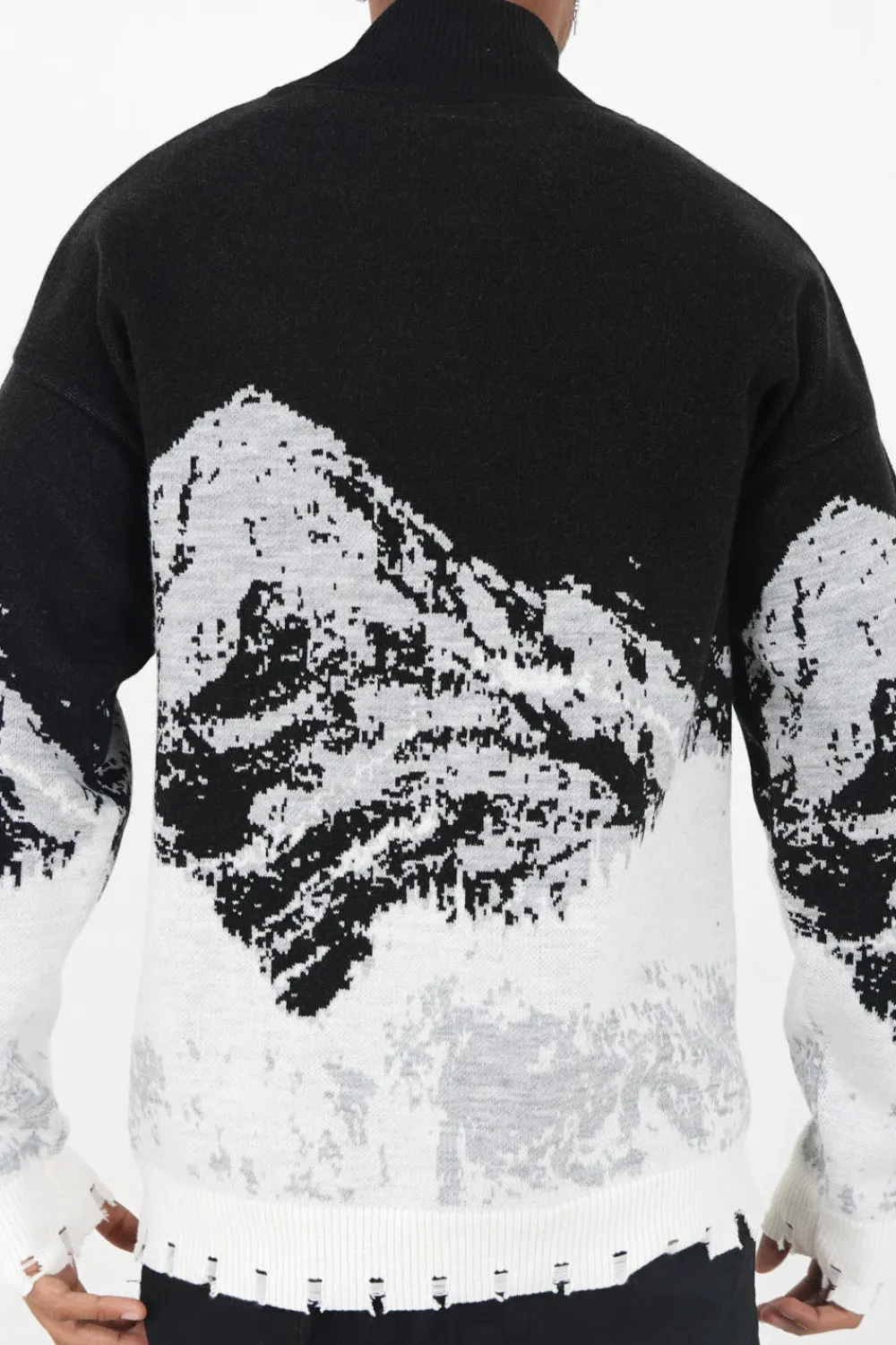 pull_imprime_montagne_noir_2.webp Homme Sixth June Sweats | Pull Imprime Montagne Noir