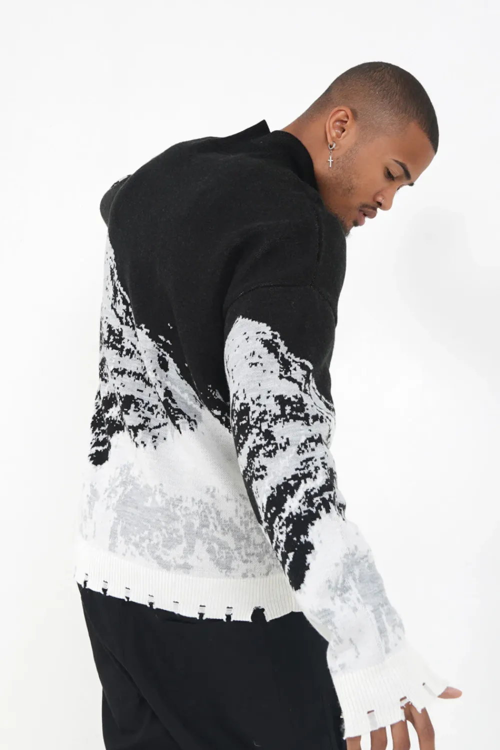 pull_imprime_montagne_noir_4.webp Homme Sixth June Sweats | Pull Imprime Montagne Noir