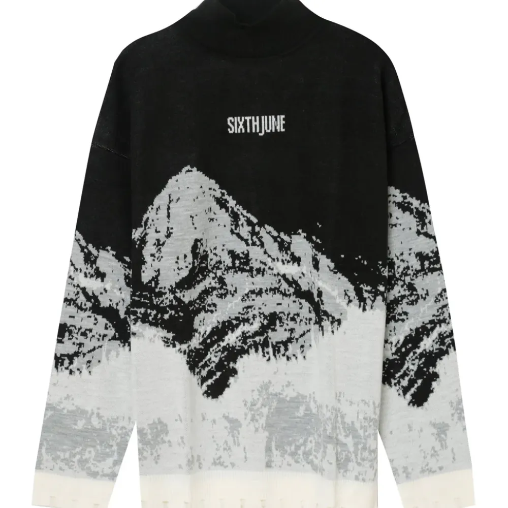 pull_imprime_montagne_noir_6.webp Homme Sixth June Sweats | Pull Imprime Montagne Noir