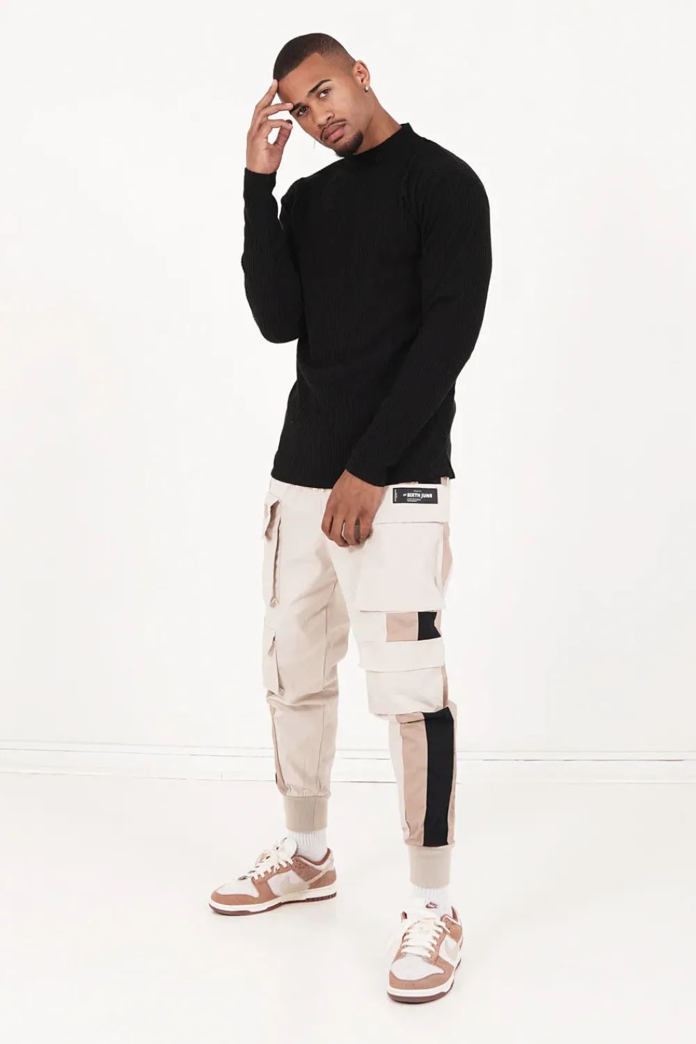 Homme Sixth June Sweats | Pull Maille Cotele Col Noir