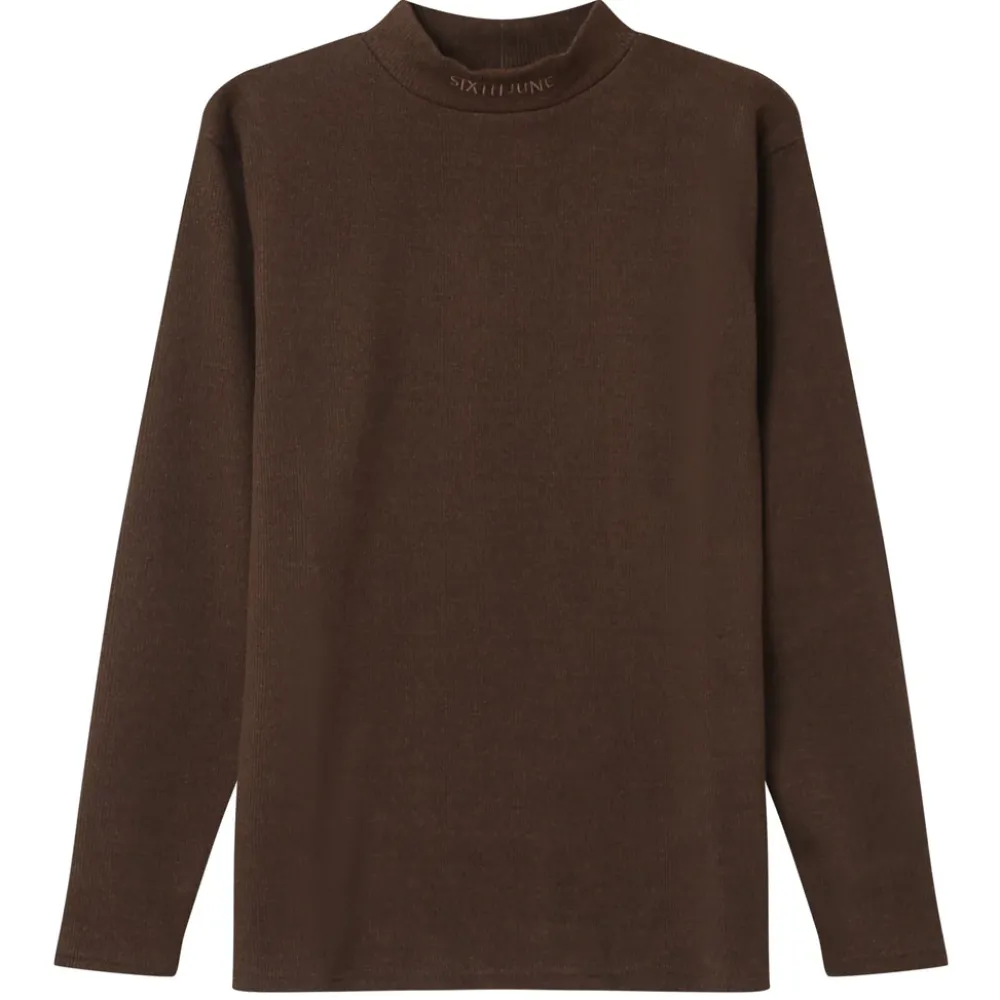 pull_maille_logo_brode_marron_5.webp Homme Sixth June Sweats | Pull Maille Logo Brode Marron