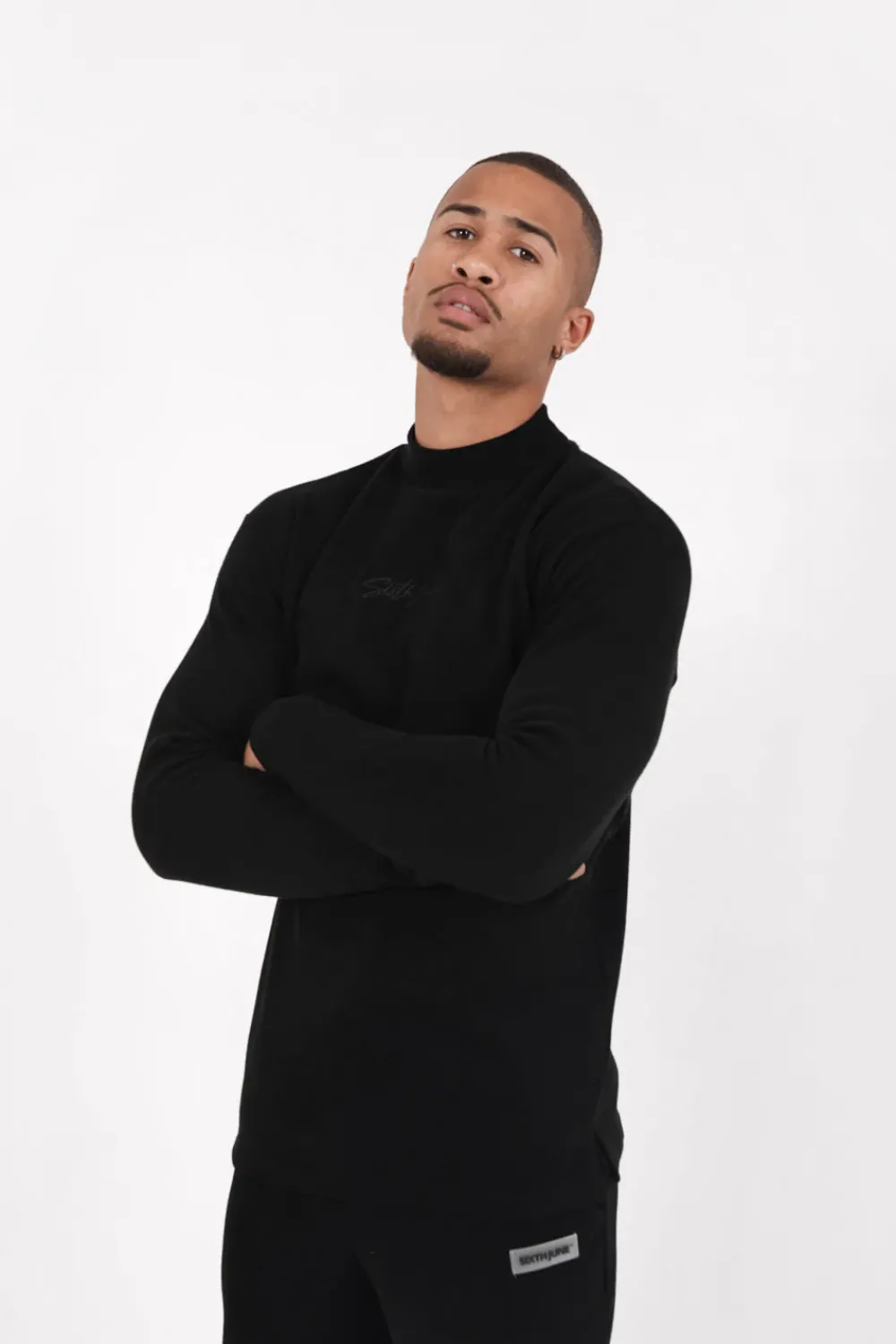 Homme Sixth June Sweats | Pull Maille Logo Signature Noir