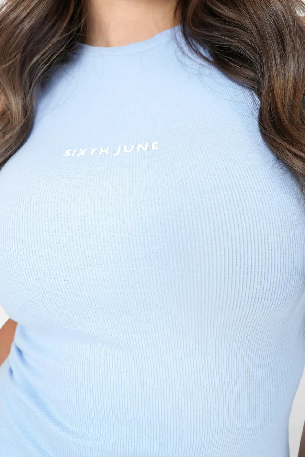 robe_cotelee_moulante_bleu_clair_2.webp Femme Sixth June Robes | Robe Cotelee Moulante Bleu Clair