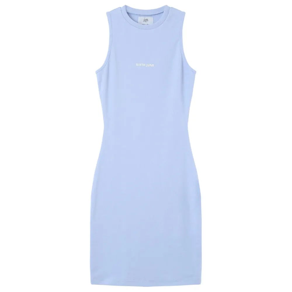 robe_cotelee_moulante_bleu_clair_5.webp Femme Sixth June Robes | Robe Cotelee Moulante Bleu Clair