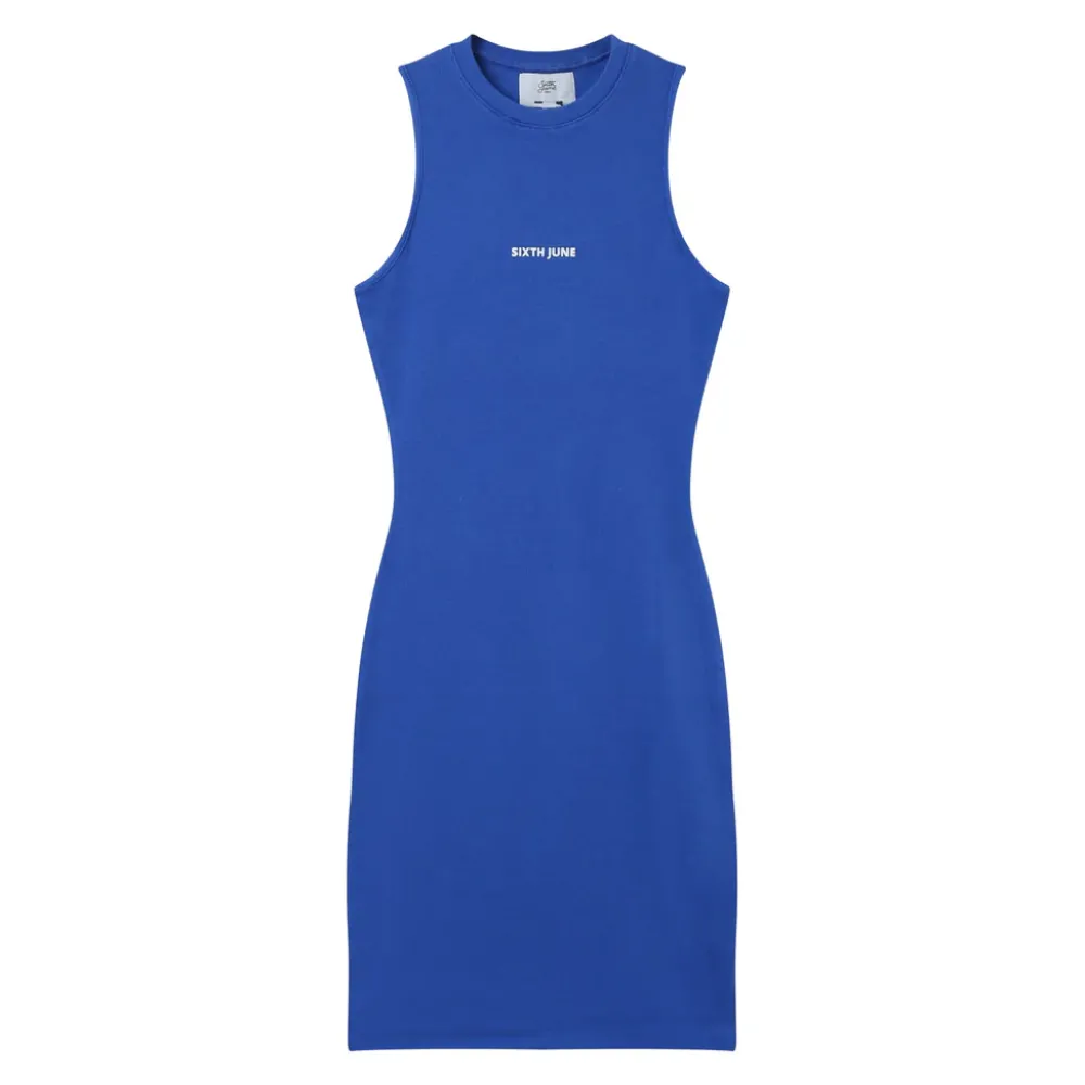 robe_cotelee_moulante_bleu_fonce_5.webp Femme Sixth June Robes | Robe Cotelee Moulante Bleu Fonce