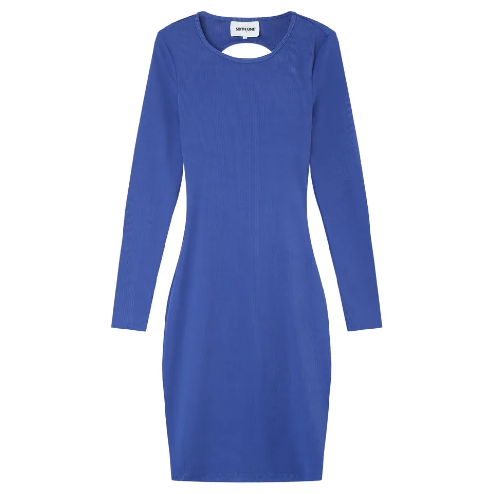 robe_moulante_ouverture_dos_bleu_fonce_6.webp Femme Sixth June Robes | Robe Moulante Ouverture Dos Bleu Fonce
