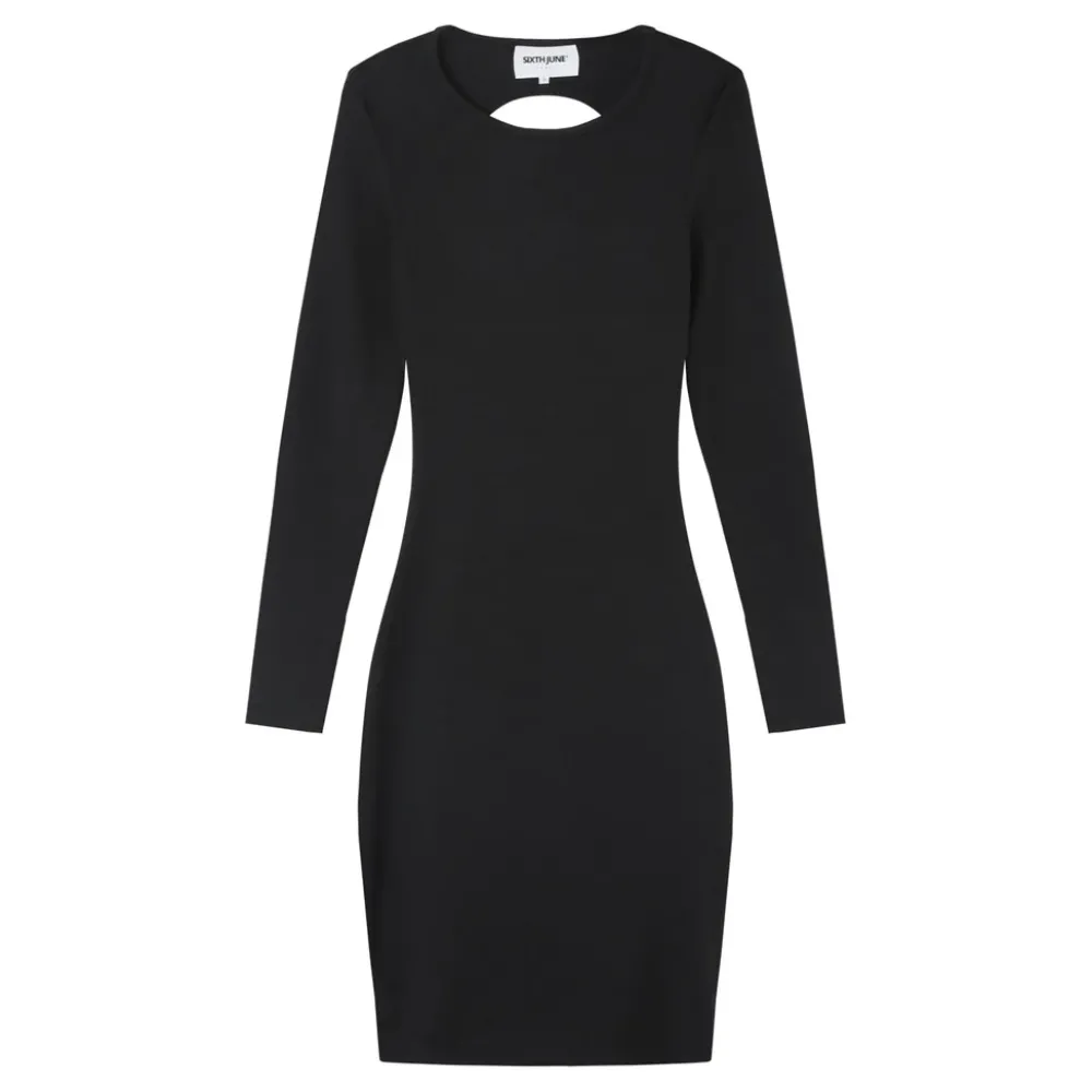 robe_moulante_ouverture_dos_noir_6.webp Femme Sixth June Robes | Robe Moulante Ouverture Dos Noir