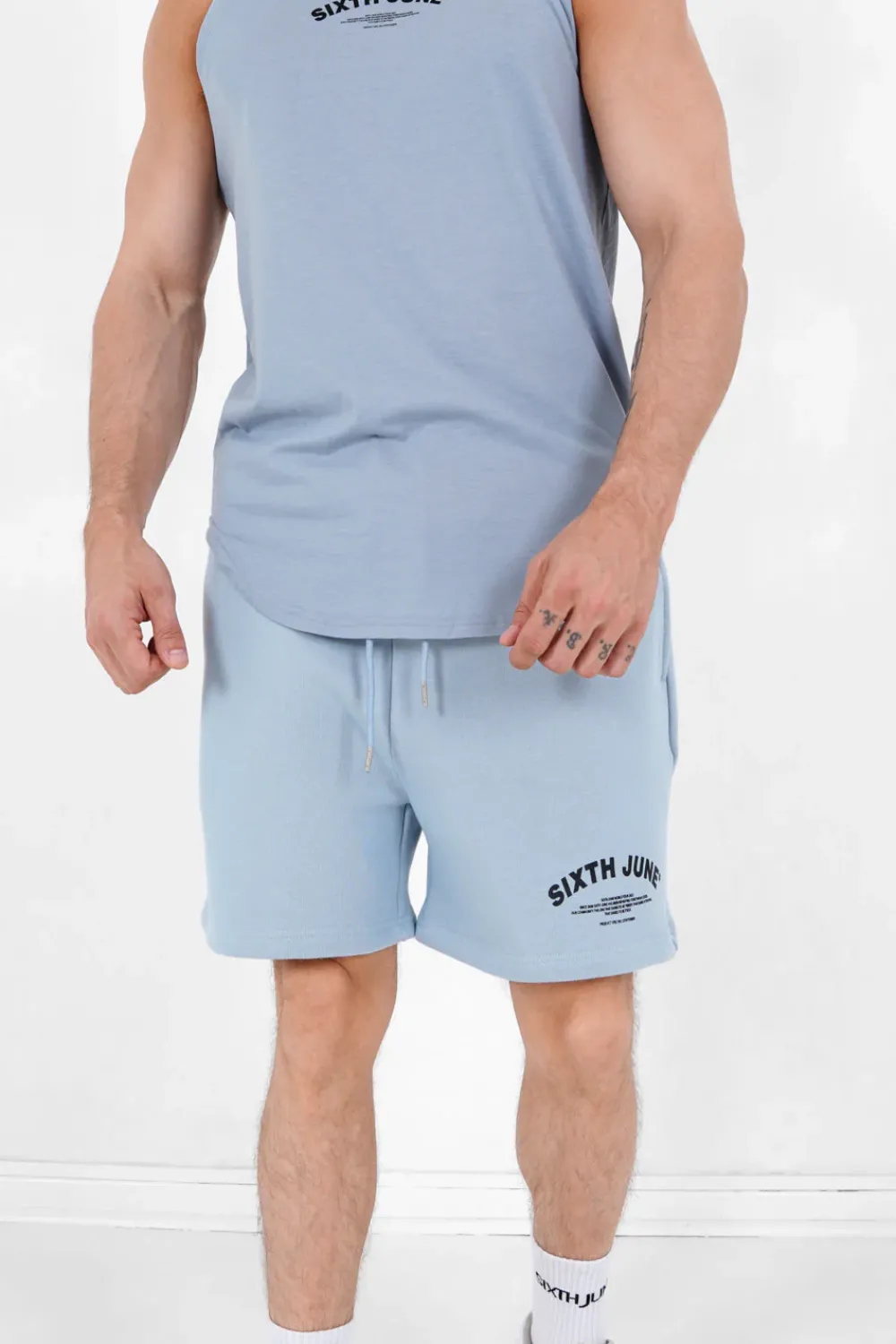 Homme Sixth June Shorts | Short Logo Incurve Bleu Clair