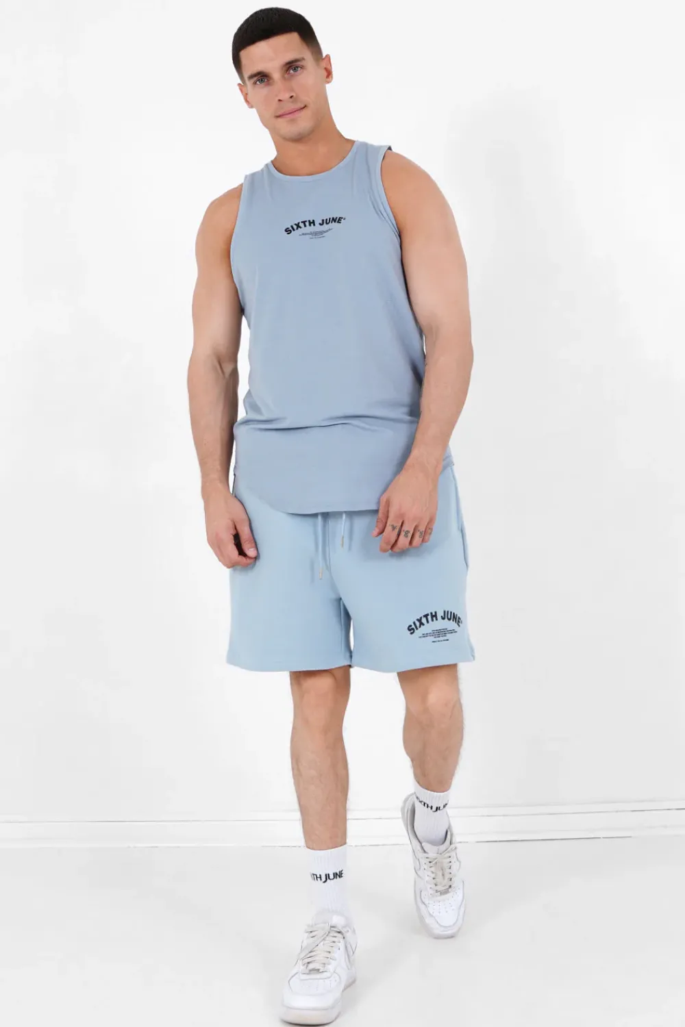 Homme Sixth June Shorts | Short Logo Incurve Bleu Clair