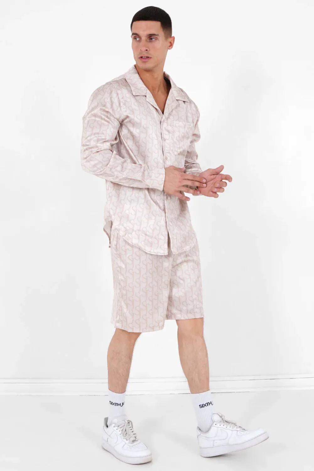 Homme Sixth June Shorts | Short Satine Monogramme Beige