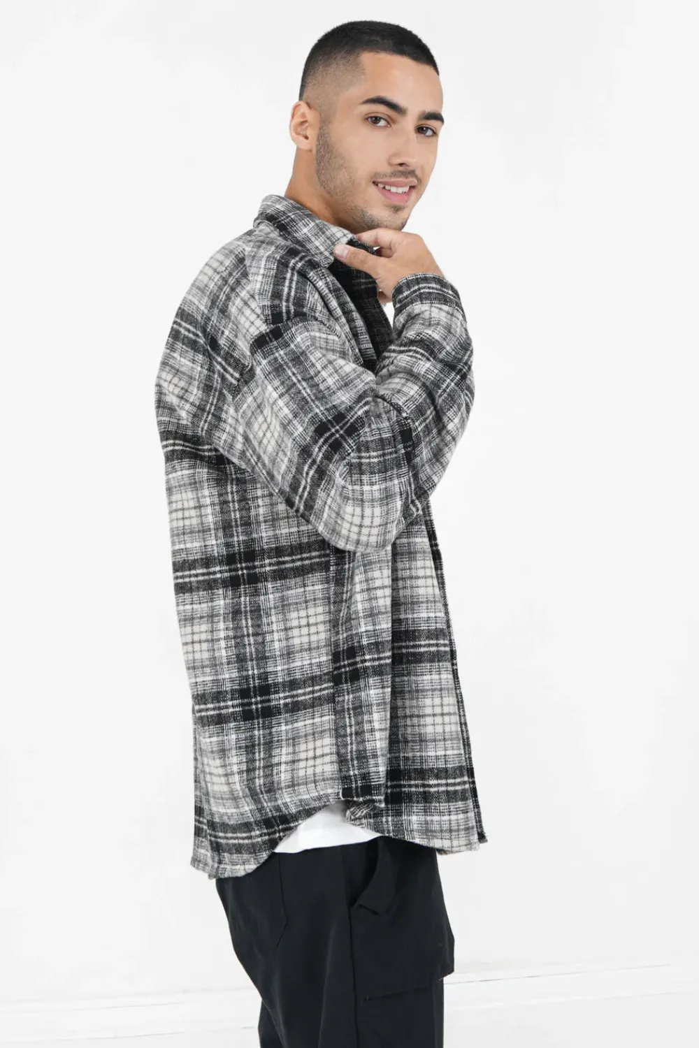 surchemise_tartan_polaire_noir_2.webp Homme Sixth June Hauts | Surchemise Tartan Polaire Noir