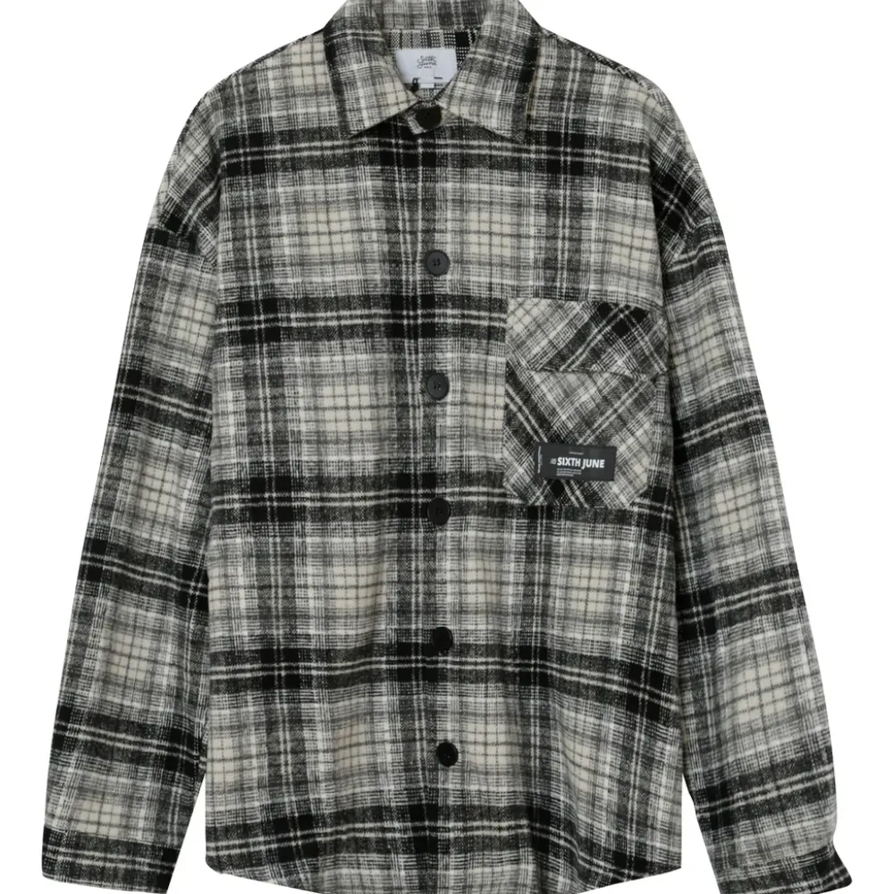 surchemise_tartan_polaire_noir_4.webp Homme Sixth June Hauts | Surchemise Tartan Polaire Noir