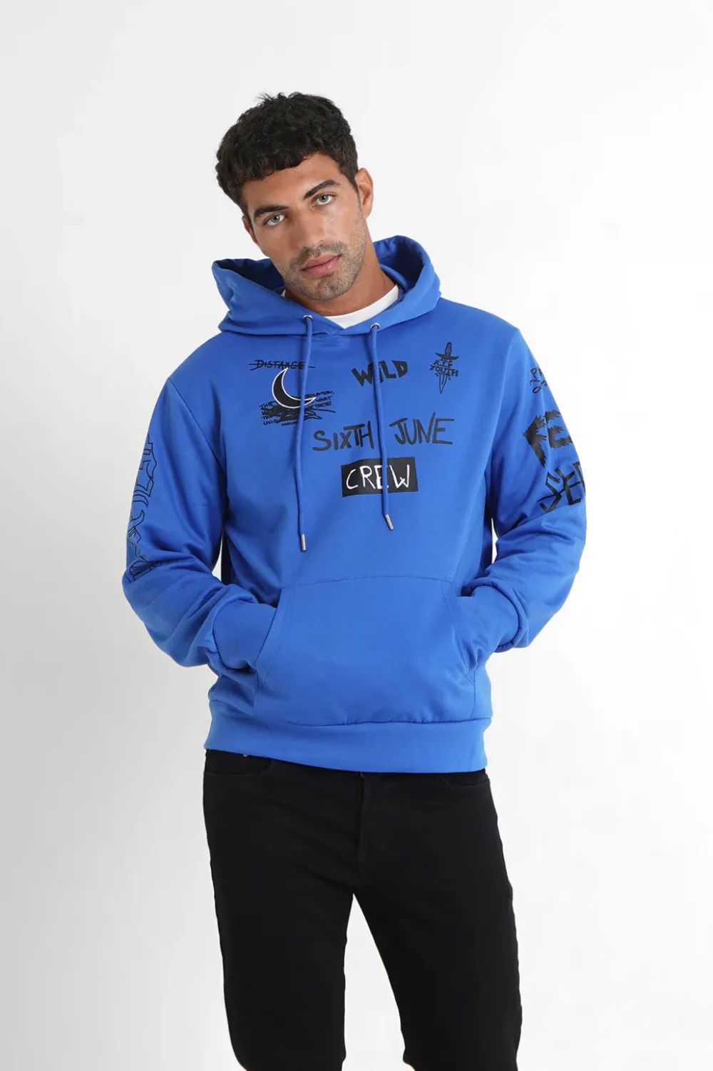Homme Sixth June Sweats | Sweat A Capuche Crew Bleu Fonce