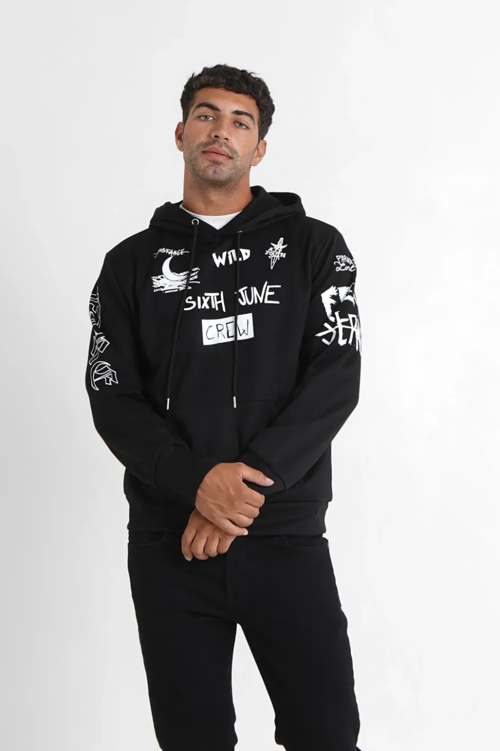Homme Sixth June Sweats | Sweat A Capuche Crew Noir