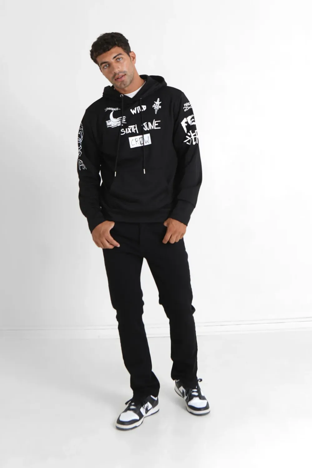 Homme Sixth June Sweats | Sweat A Capuche Crew Noir