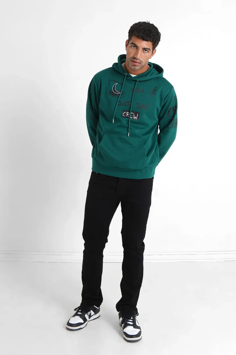 Homme Sixth June Sweats | Sweat A Capuche Crew Vert Fonce