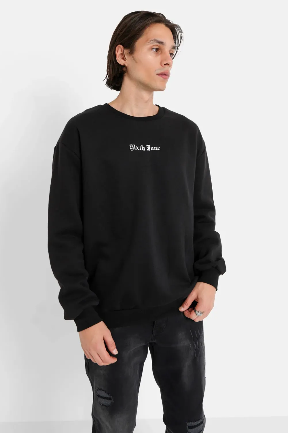 Homme Sixth June Sweats | Sweat Broderies Crew Noir