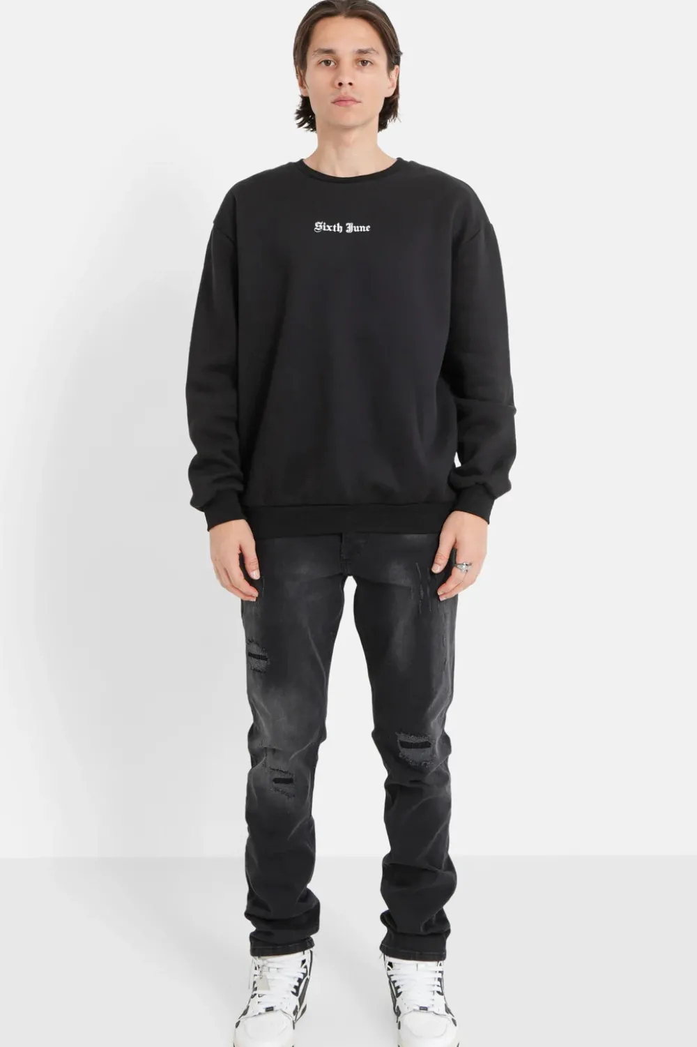 Homme Sixth June Sweats | Sweat Broderies Crew Noir