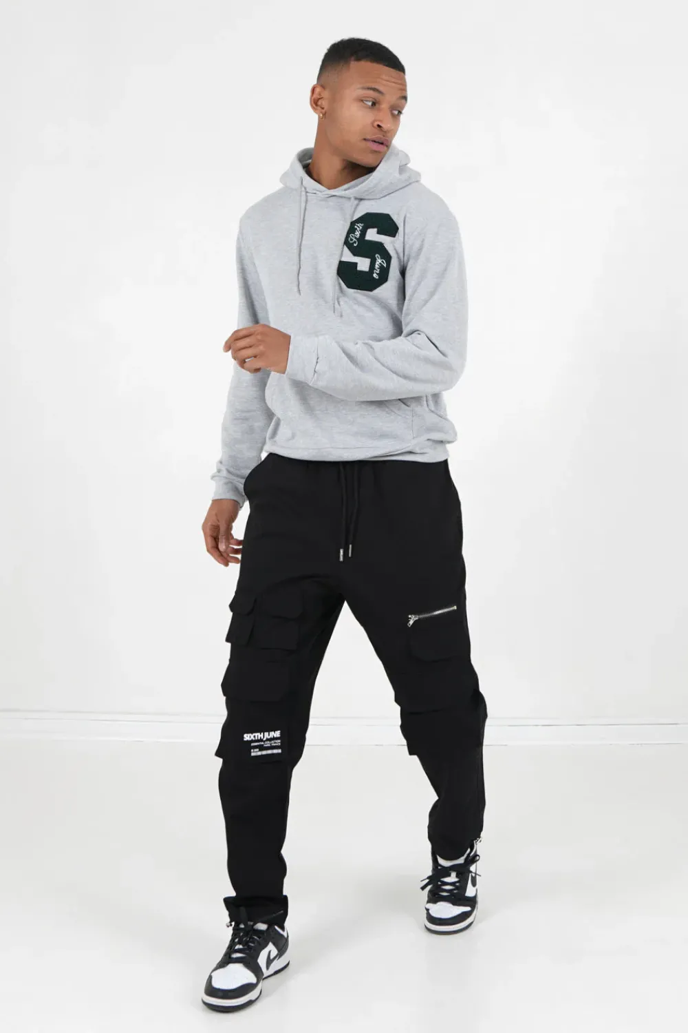 Homme Sixth June Sweats | Sweat Capuche Logo Patch Universite Gris