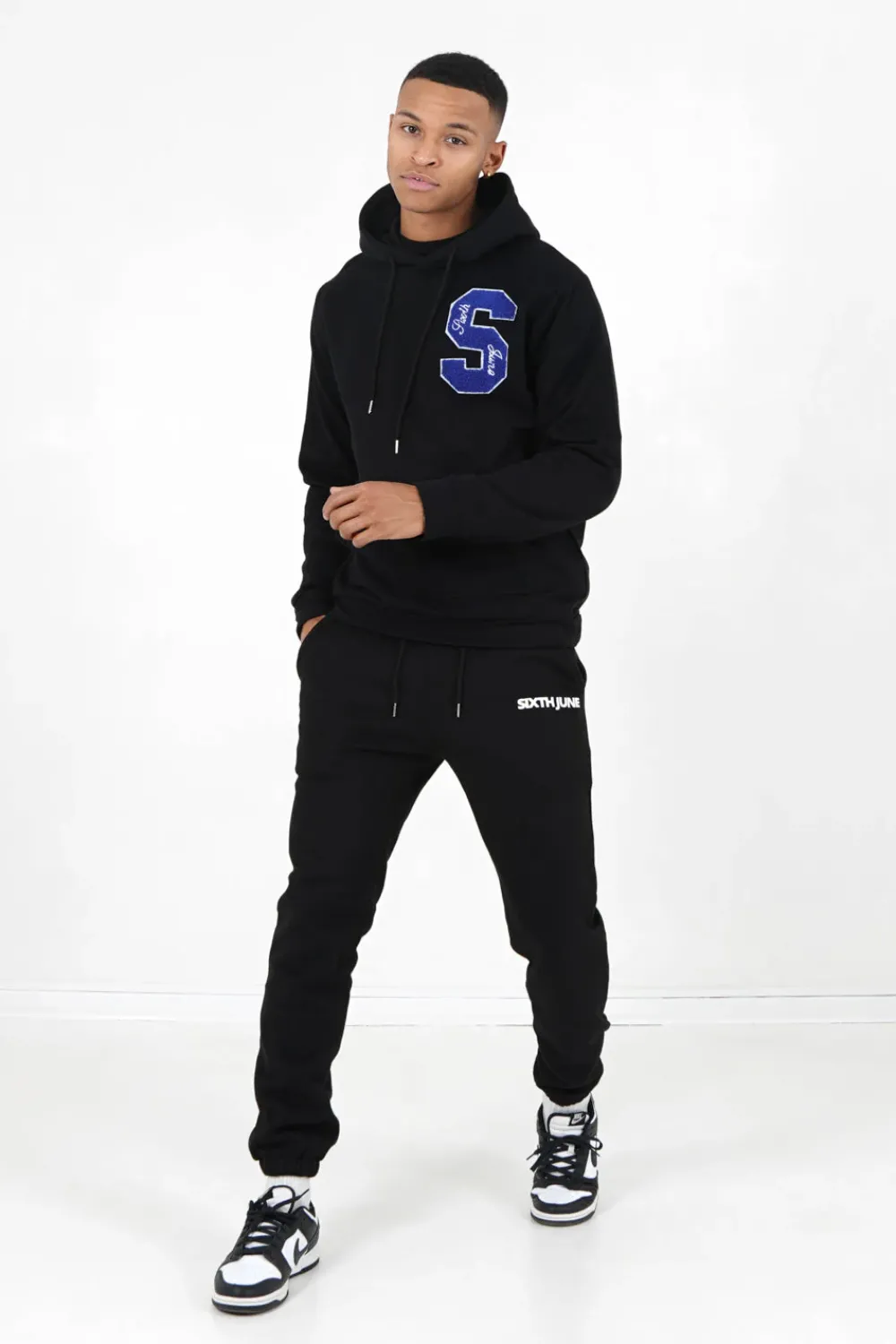 Homme Sixth June Sweats | Sweat Capuche Logo Patch Universite Noir