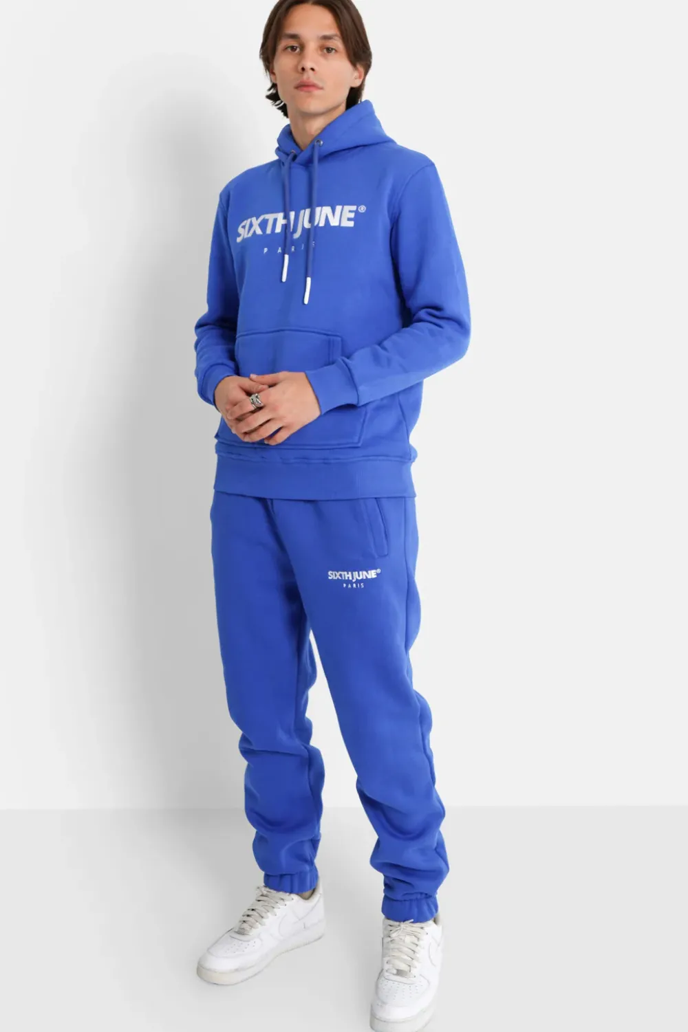 Homme Sixth June Sweats | Sweat Capuche Molletonne Logo Bleu Fonce