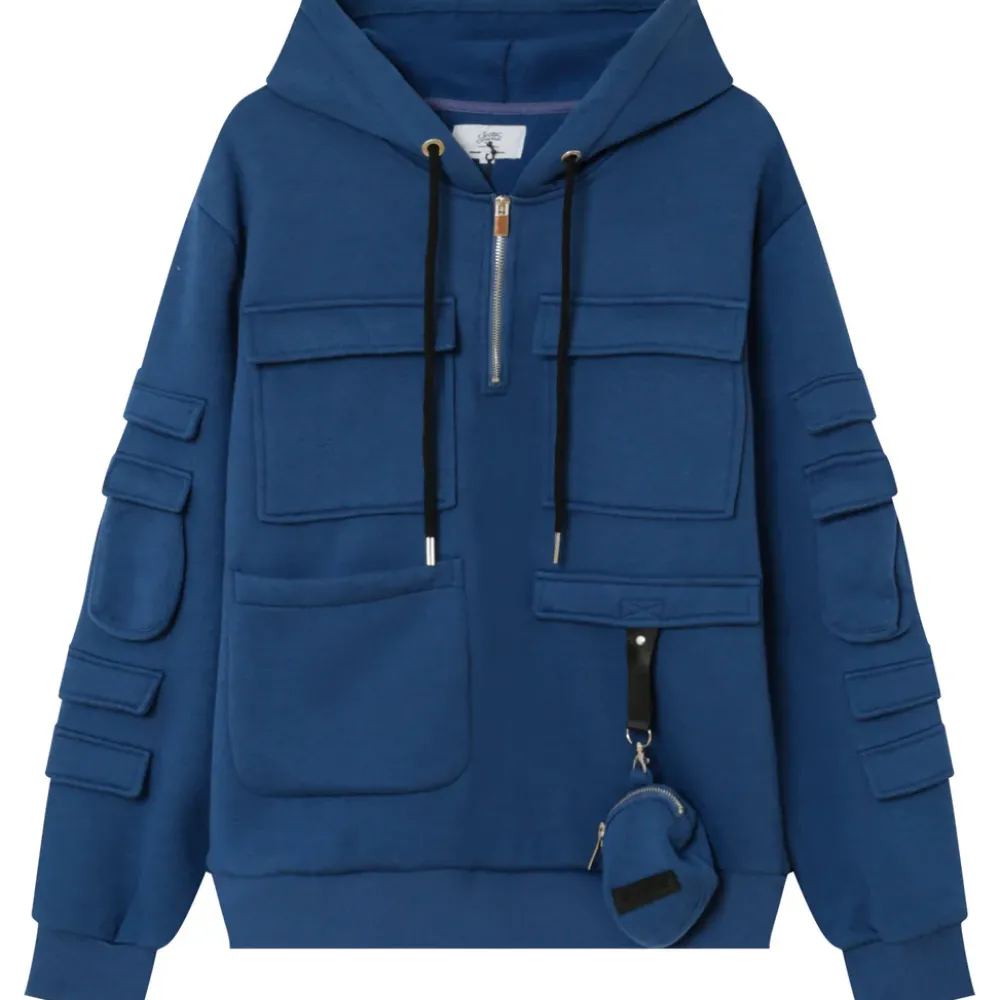 sweat_capuche_petit_sac_bleu_fonce_5.webp Homme Sixth June Sweats | Sweat Capuche Petit Sac Bleu Fonce
