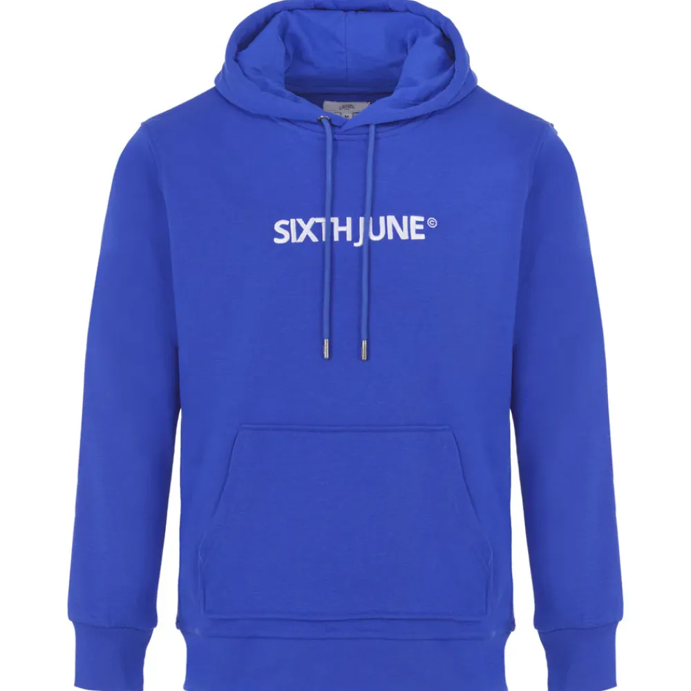 sweatshirt_capuche_logo_brode_bleu_fonce_7.webp Homme Sixth June Sweats | Sweatshirt Capuche Logo Brode Bleu Fonce