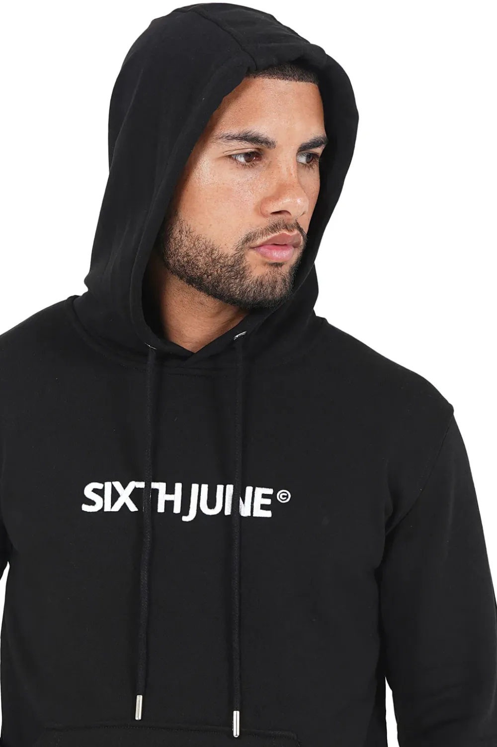 sweatshirt_capuche_logo_brode_noir_3.webp Homme Sixth June Sweats | Sweatshirt Capuche Logo Brode Noir
