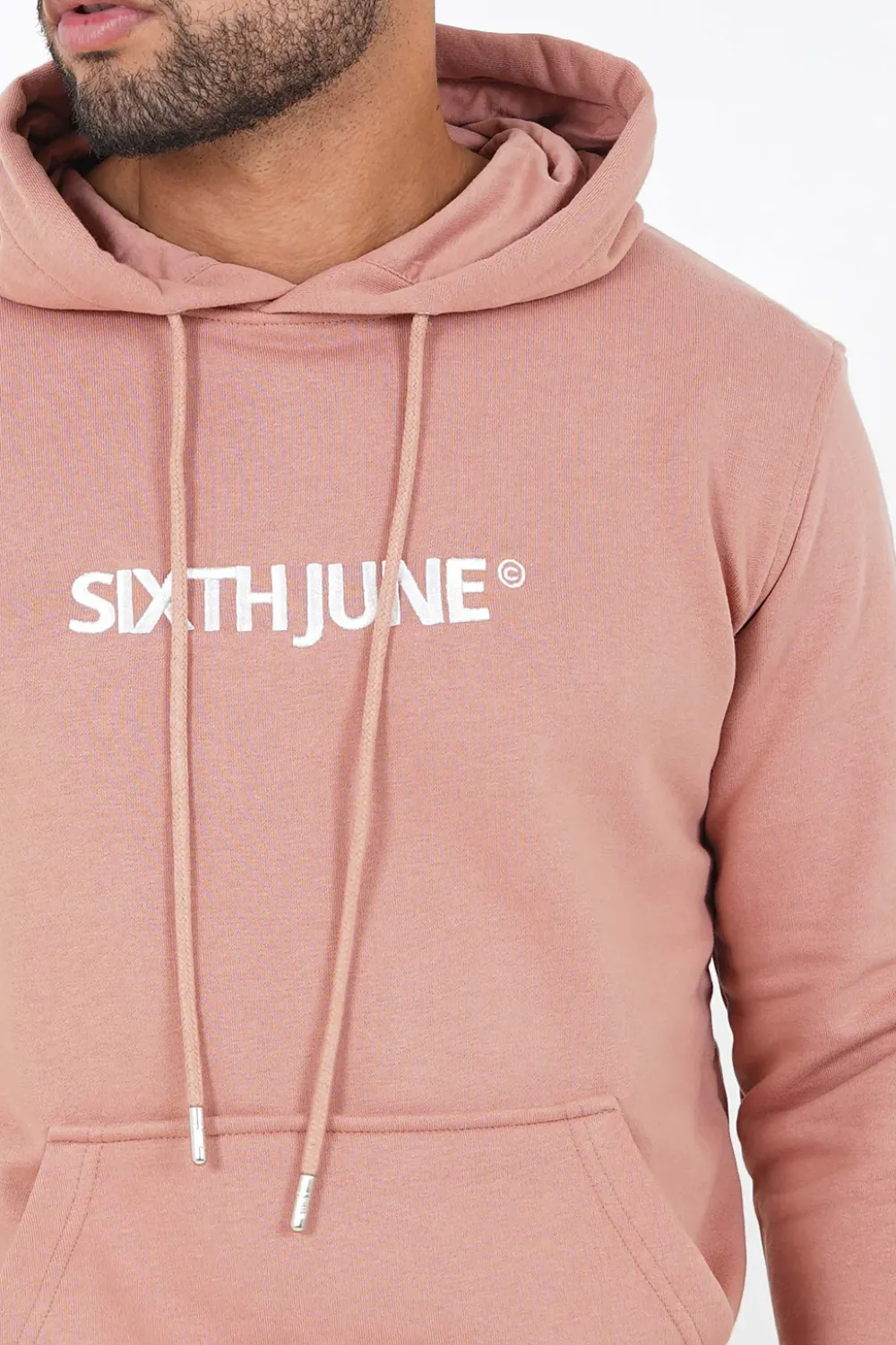 sweatshirt_capuche_logo_brode_rose_2.webp Homme Sixth June Sweats | Sweatshirt Capuche Logo Brode Rose