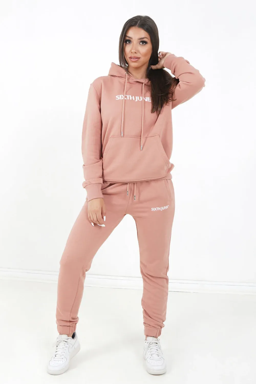 sweatshirt_capuche_logo_brode_rose_5.webp Homme Sixth June Sweats | Sweatshirt Capuche Logo Brode Rose