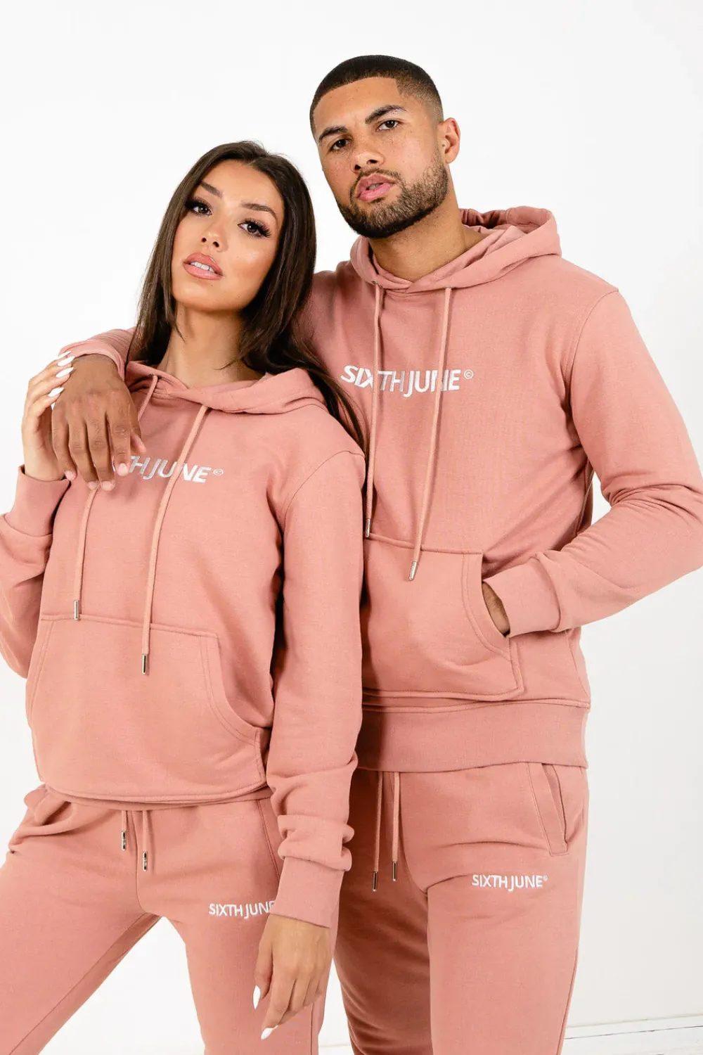 sweatshirt_capuche_logo_brode_rose_6.webp Homme Sixth June Sweats | Sweatshirt Capuche Logo Brode Rose