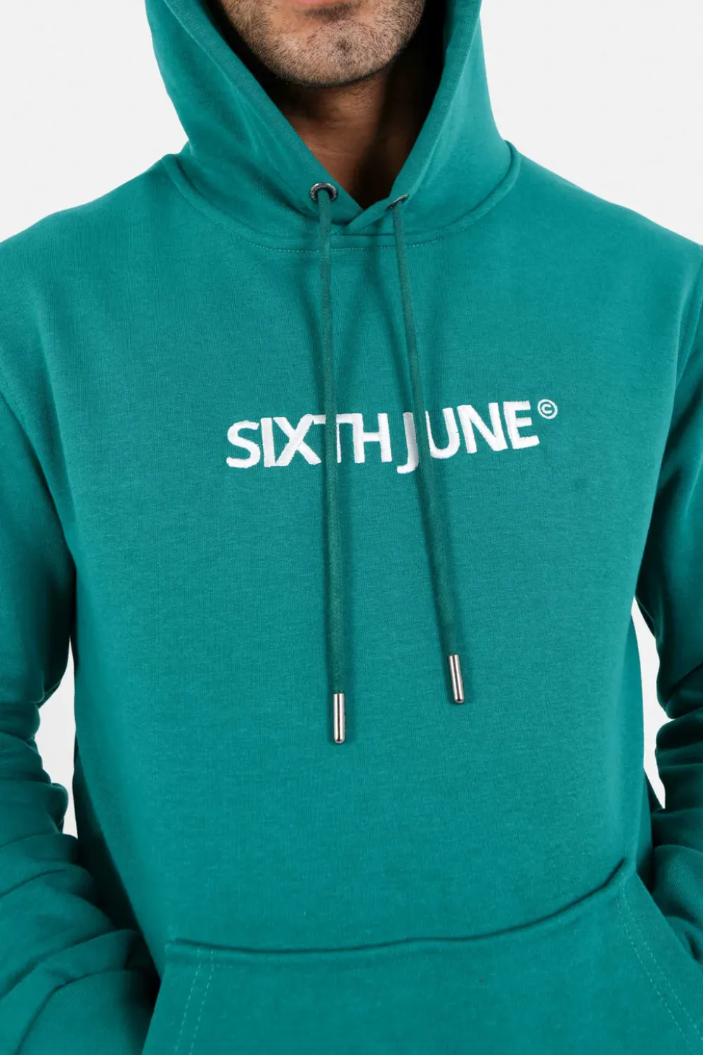 sweatshirt_capuche_logo_brode_vert_2.webp Homme Sixth June Sweats | Sweatshirt Capuche Logo Brode Vert