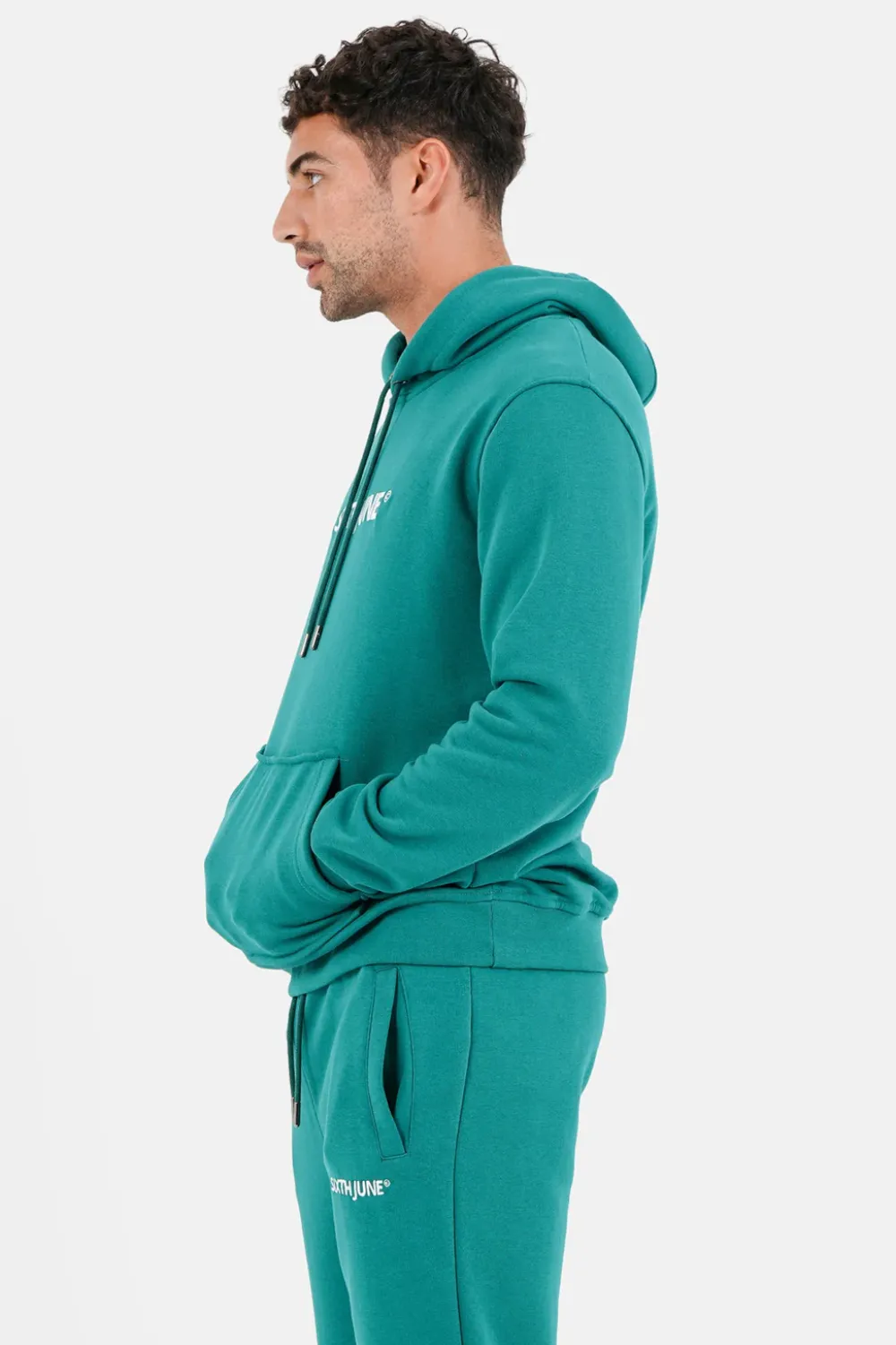sweatshirt_capuche_logo_brode_vert_3.webp Homme Sixth June Sweats | Sweatshirt Capuche Logo Brode Vert