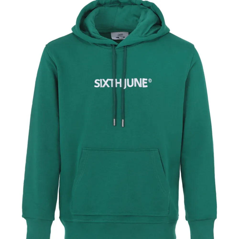 sweatshirt_capuche_logo_brode_vert_7.webp Homme Sixth June Sweats | Sweatshirt Capuche Logo Brode Vert