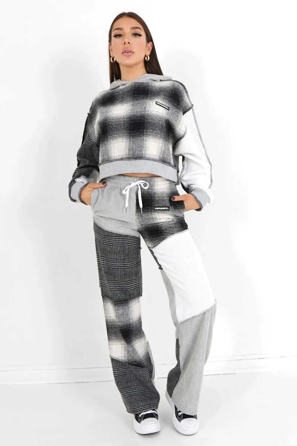 Femme Sixth June Sweats | Sweatshirt Capuche Multi Tissus Gris