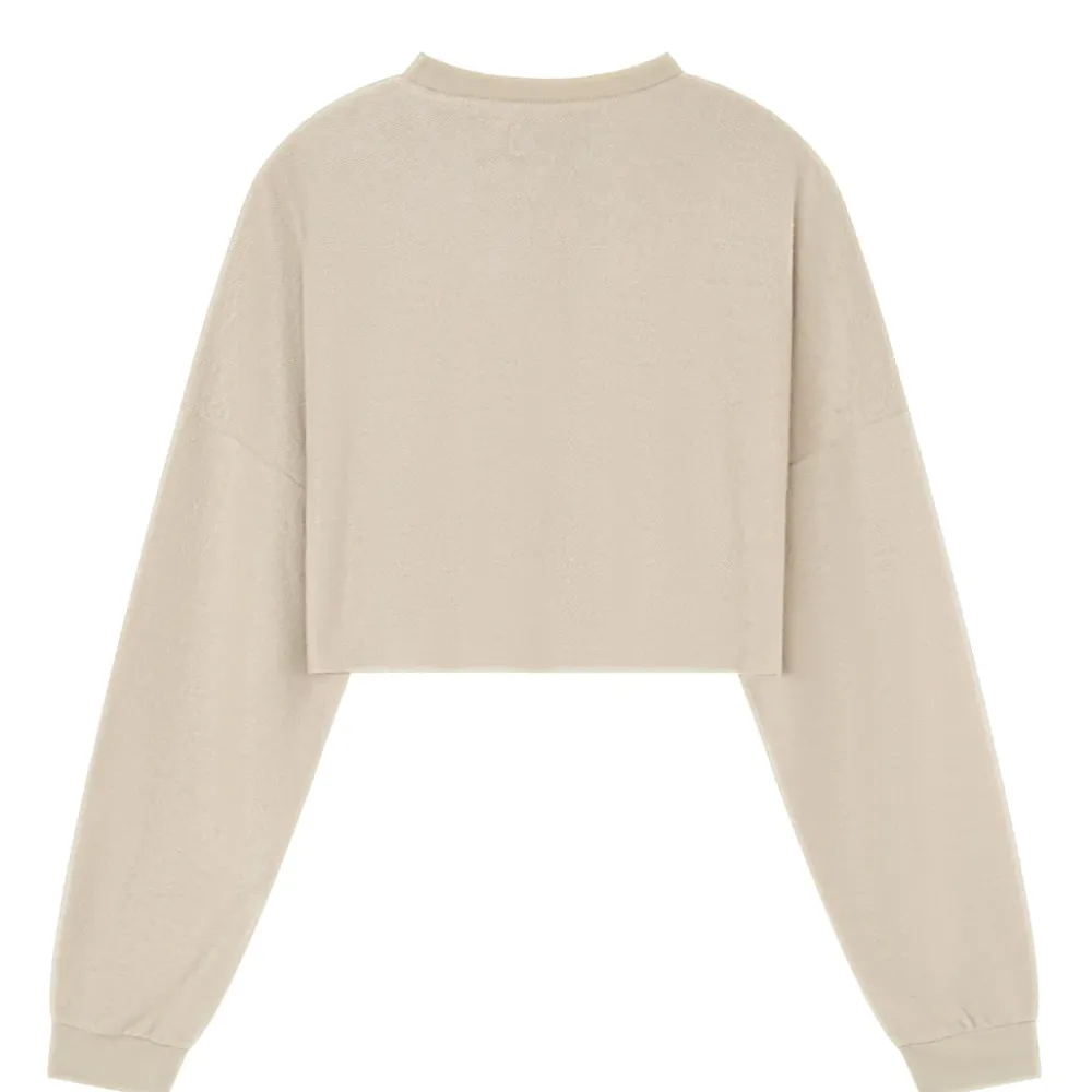 sweatshirt_court_tissu_bouclette_beige_clair_6.webp Femme Sixth June Sweats | Sweatshirt Court Tissu Bouclette Beige Clair