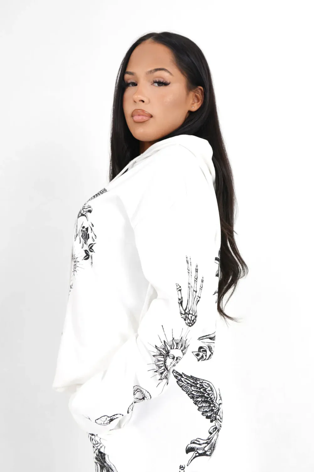 sweatshirt_imprime_tarot_blanc_3.webp Femme Sixth June Sweats | Sweatshirt Imprime Tarot Blanc