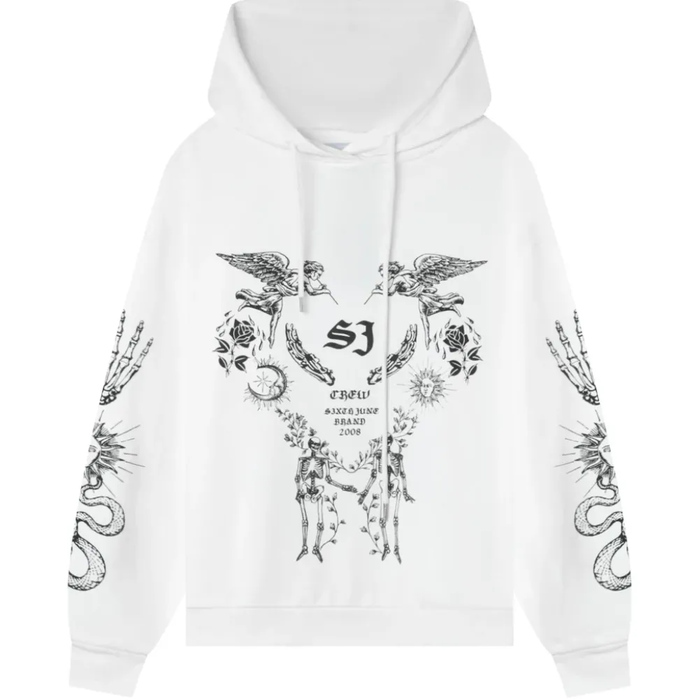 sweatshirt_imprime_tarot_blanc_5.webp Femme Sixth June Sweats | Sweatshirt Imprime Tarot Blanc