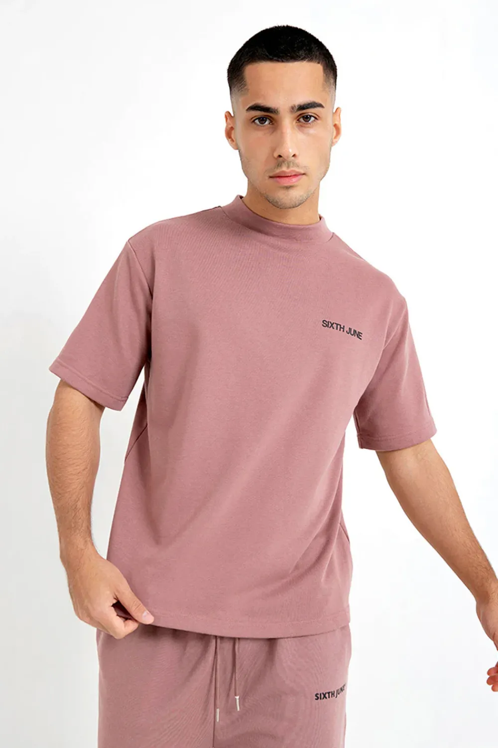 Homme Sixth June Sweats | Sweatshirt Manches Courtes Logo Rose Fonce