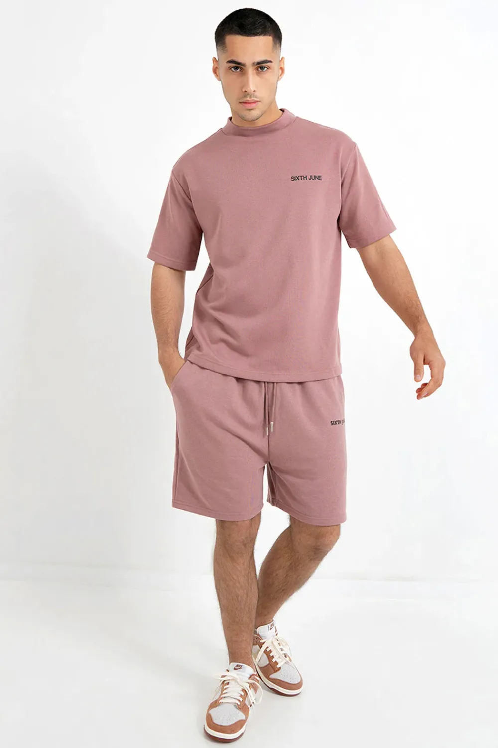 Homme Sixth June Sweats | Sweatshirt Manches Courtes Logo Rose Fonce