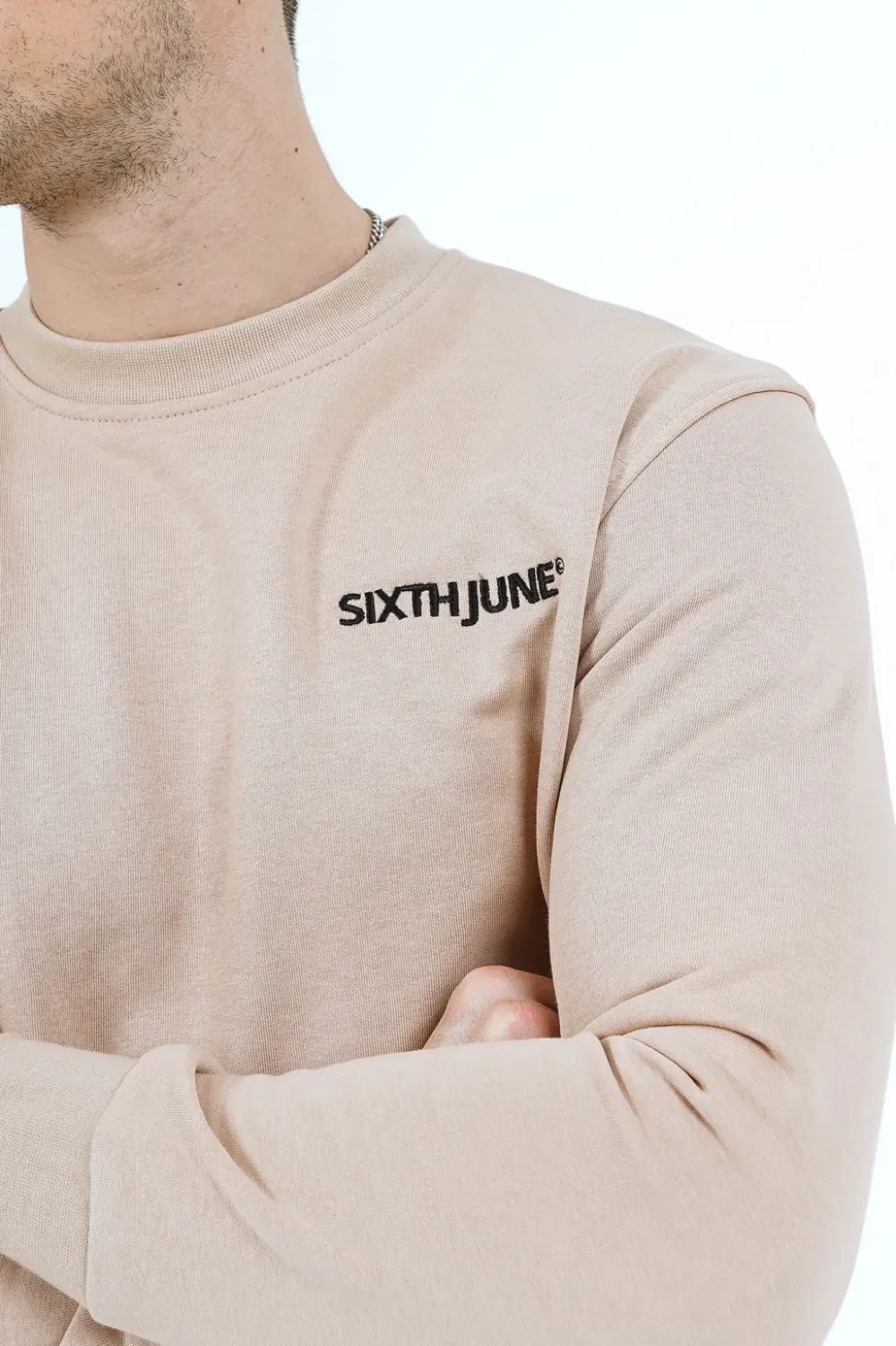 sweatshirt_soft_logo_brode_beige_clair_2.webp Homme Sixth June Sweats | Sweatshirt Soft Logo Brode Beige Clair